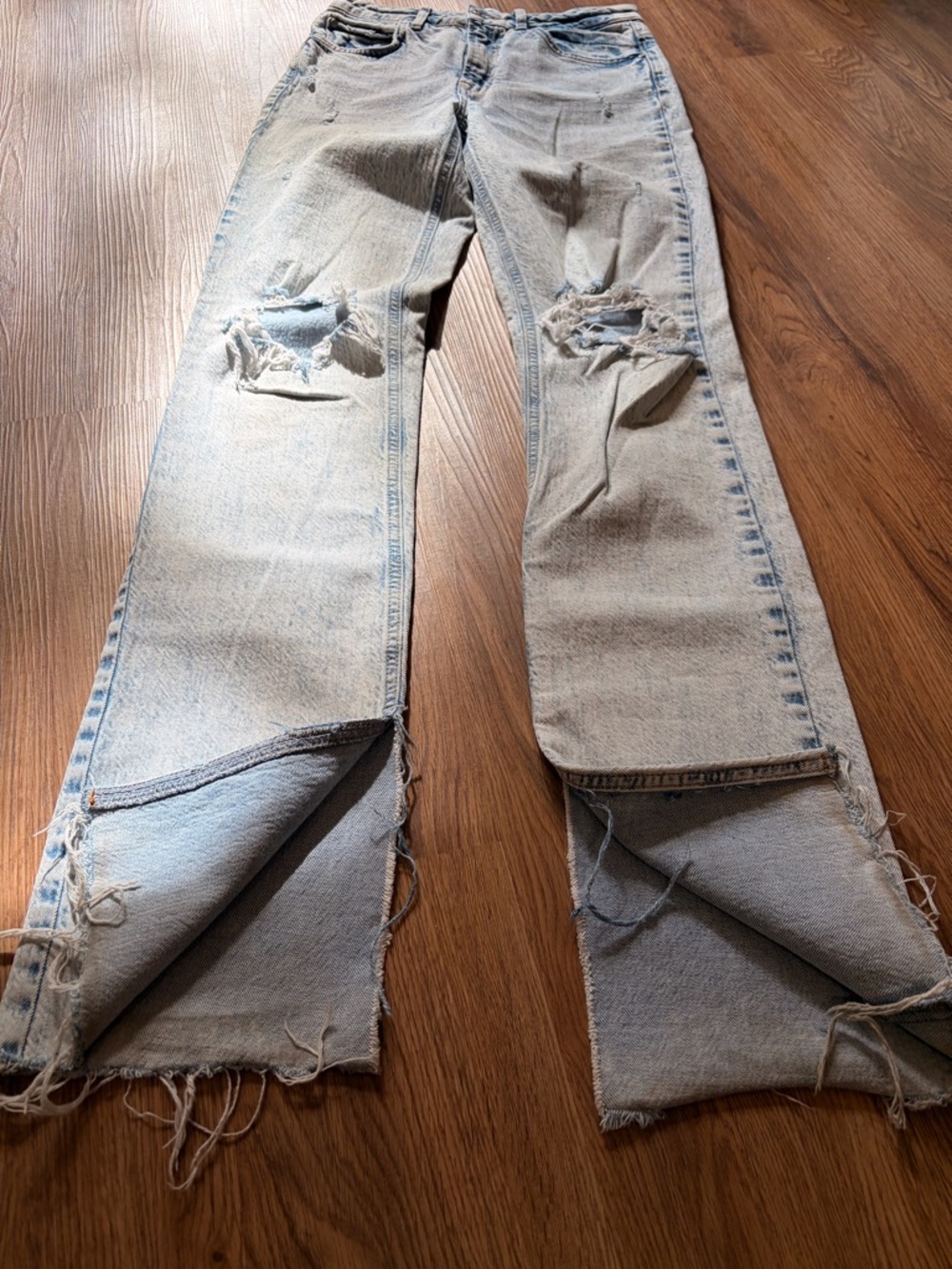 Zara Acid Washed Distressed Jeans 4 Long - Picture 2 of 10